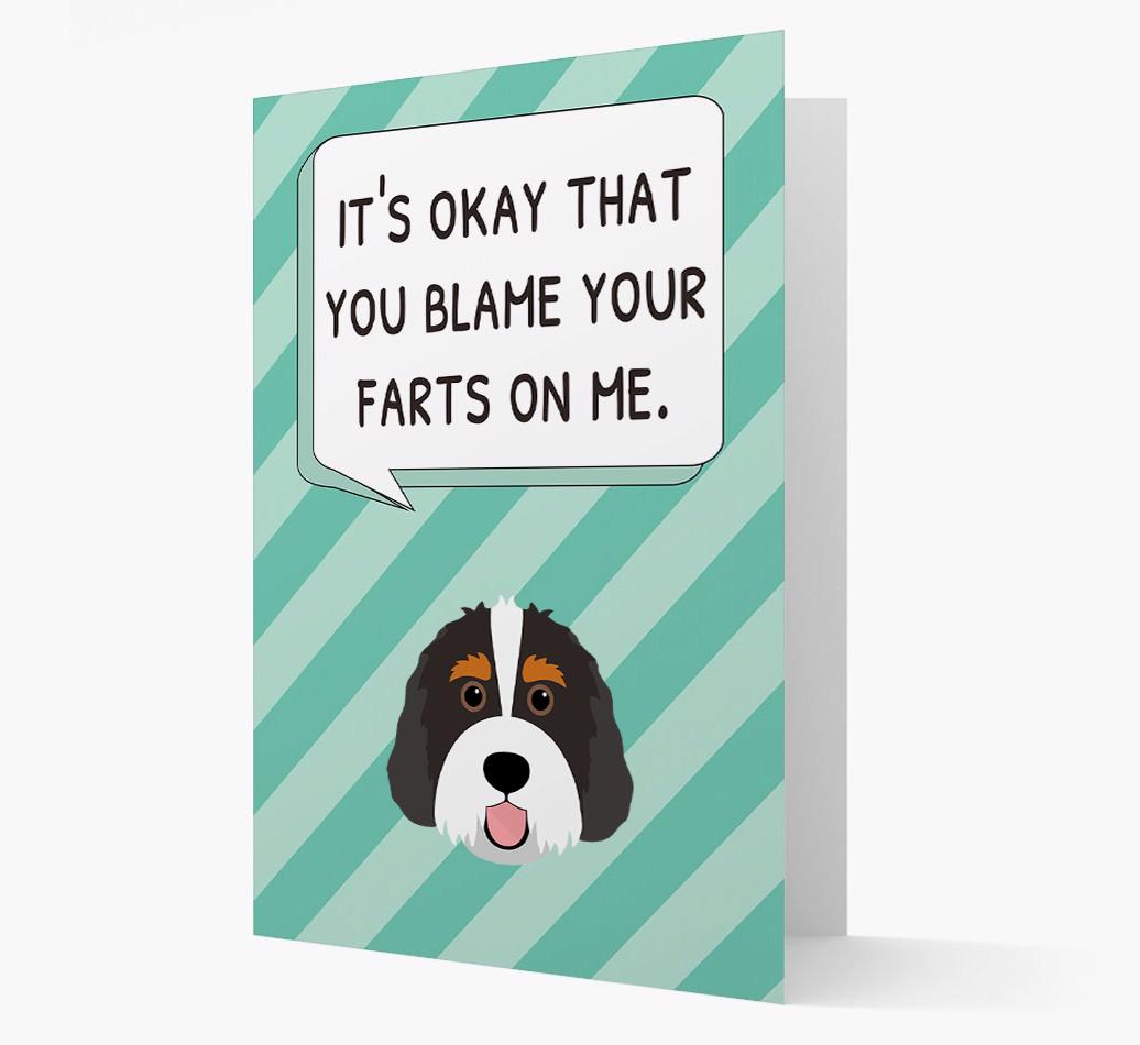 'Blame Your Farts on Me' Card with {breedFullName} Icon
