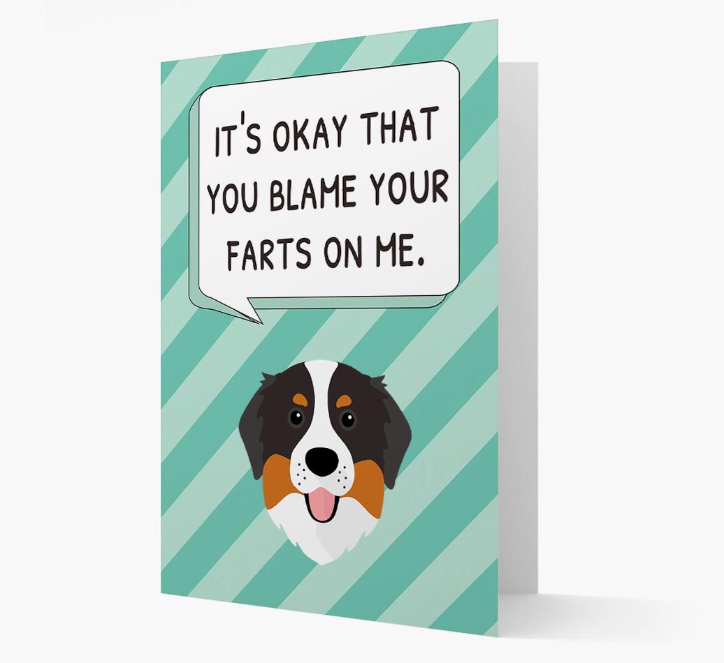 'Blame Your Farts on Me' Card with {breedFullName} Icon