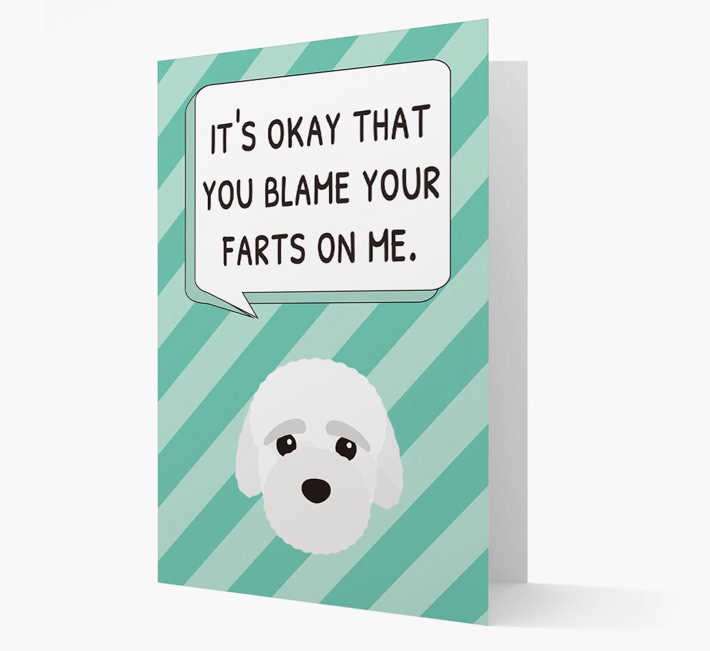 'Blame Your Farts on Me' Card with {breedFullName} Icon