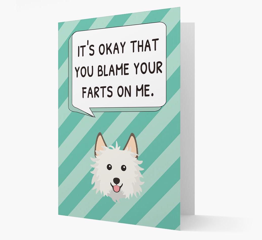 'Blame Your Farts on Me' Card with {breedFullName} Icon