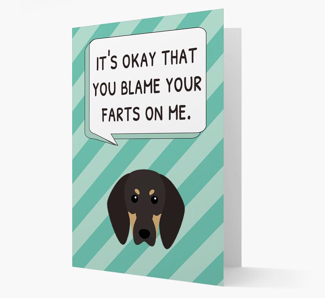 'Blame Your Farts on Me' Card with {breedFullName} Icon