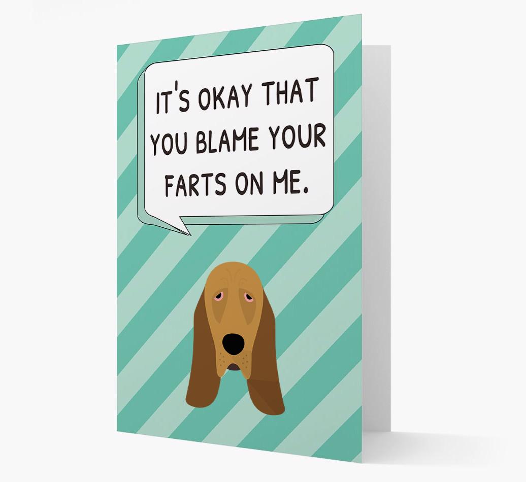 'Blame Your Farts on Me' Card with {breedFullName} Icon