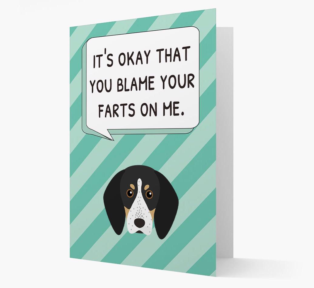 'Blame Your Farts on Me' Card with {breedFullName} Icon