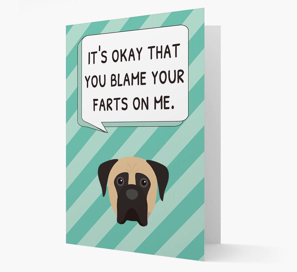 'Blame Your Farts on Me' Card with {breedFullName} Icon