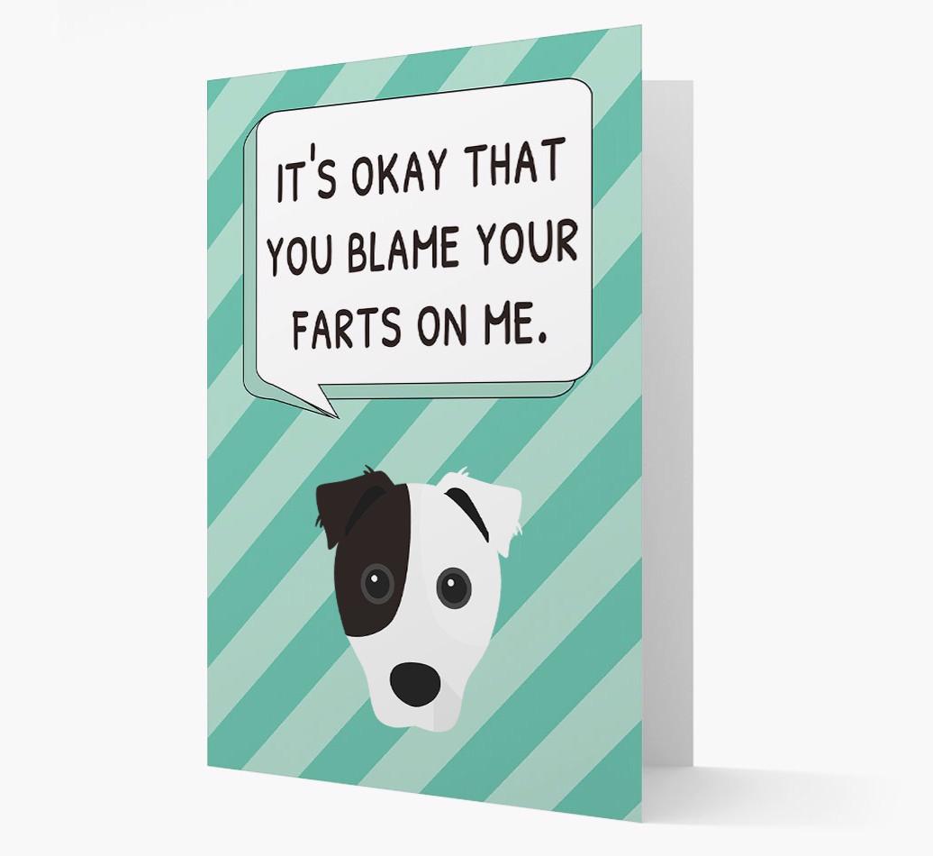 'Blame Your Farts on Me' Card with {breedFullName} Icon