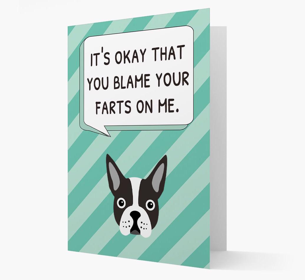 'Blame Your Farts on Me' Card with {breedFullName} Icon
