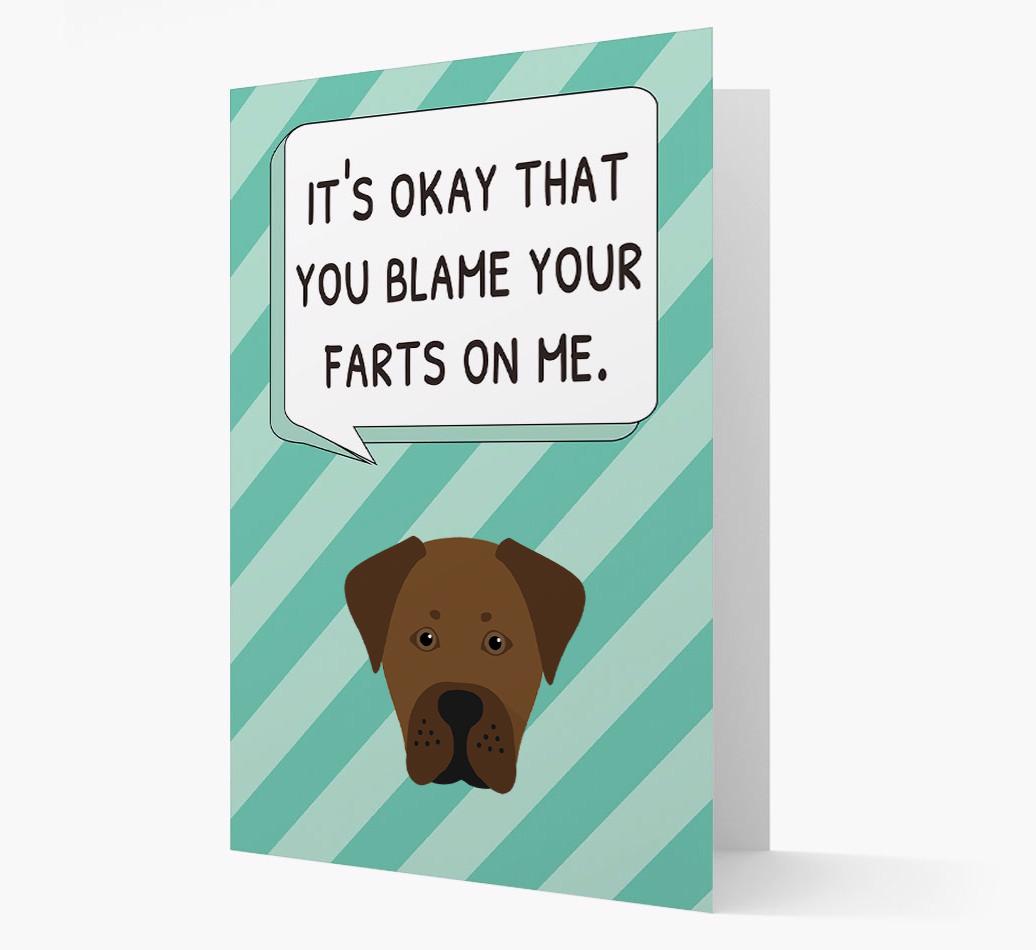 'Blame Your Farts on Me' Card with {breedFullName} Icon