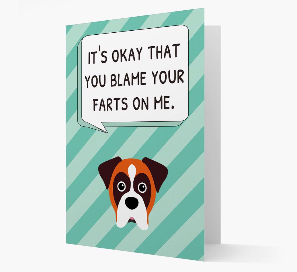 'Blame Your Farts on Me' Card with {breedFullName} Icon