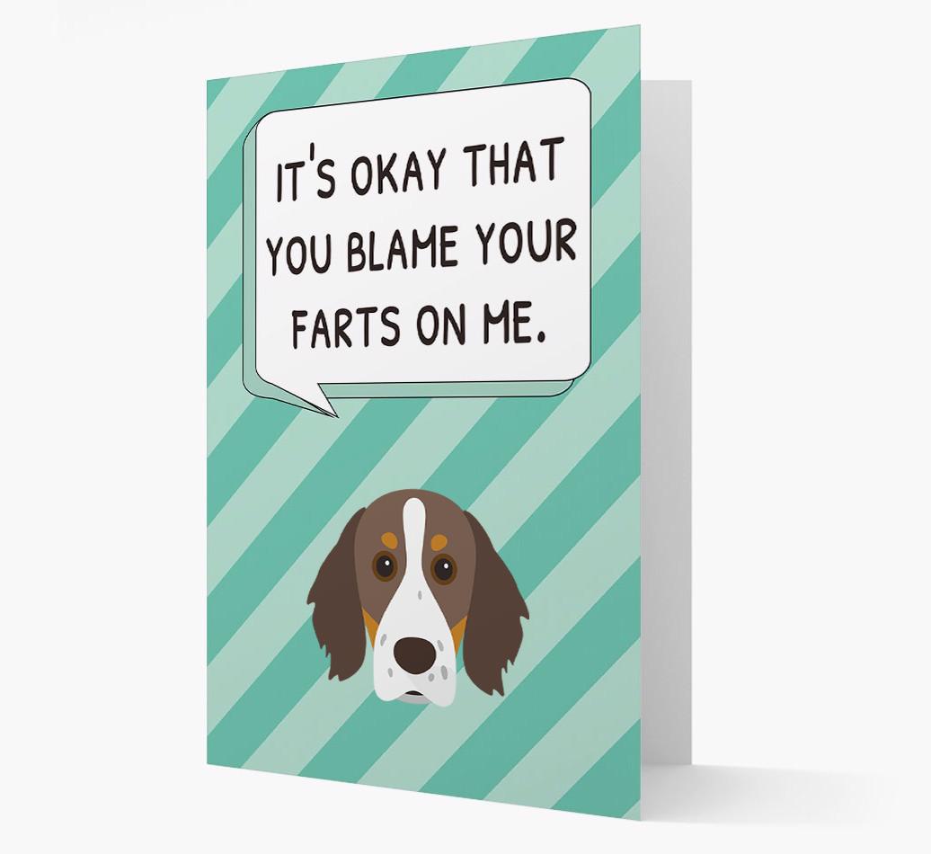 'Blame Your Farts on Me' Card with {breedFullName} Icon