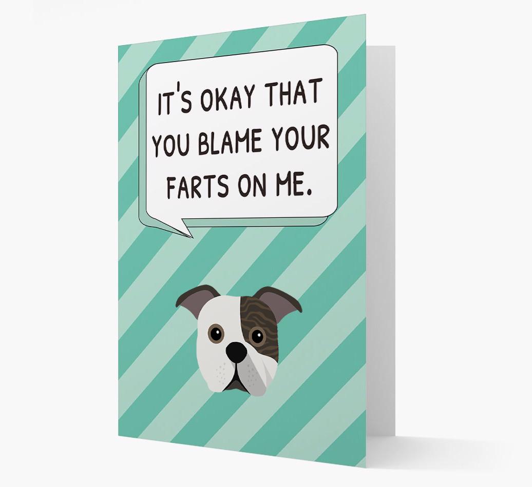 'Blame Your Farts on Me' Card with {breedFullName} Icon