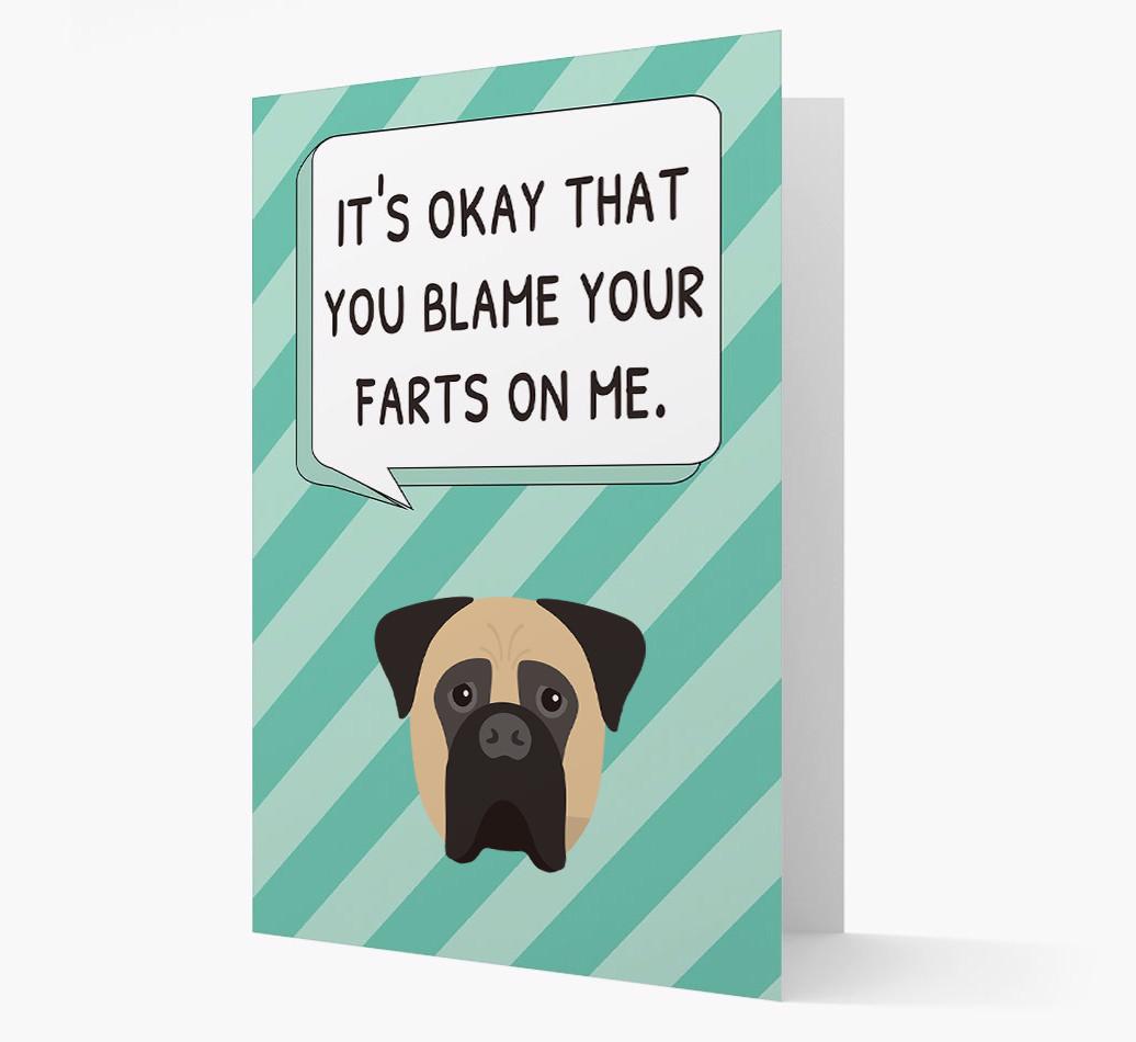 'Blame Your Farts on Me' Card with {breedFullName} Icon
