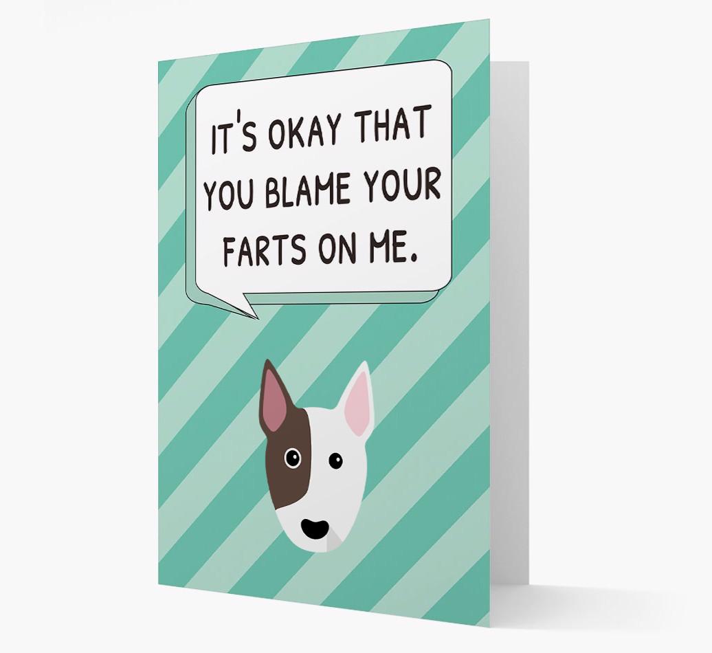 'Blame Your Farts on Me' Card with {breedFullName} Icon