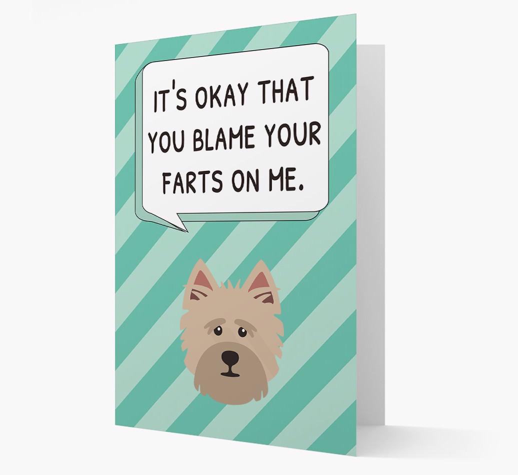 'Blame Your Farts on Me' Card with {breedFullName} Icon