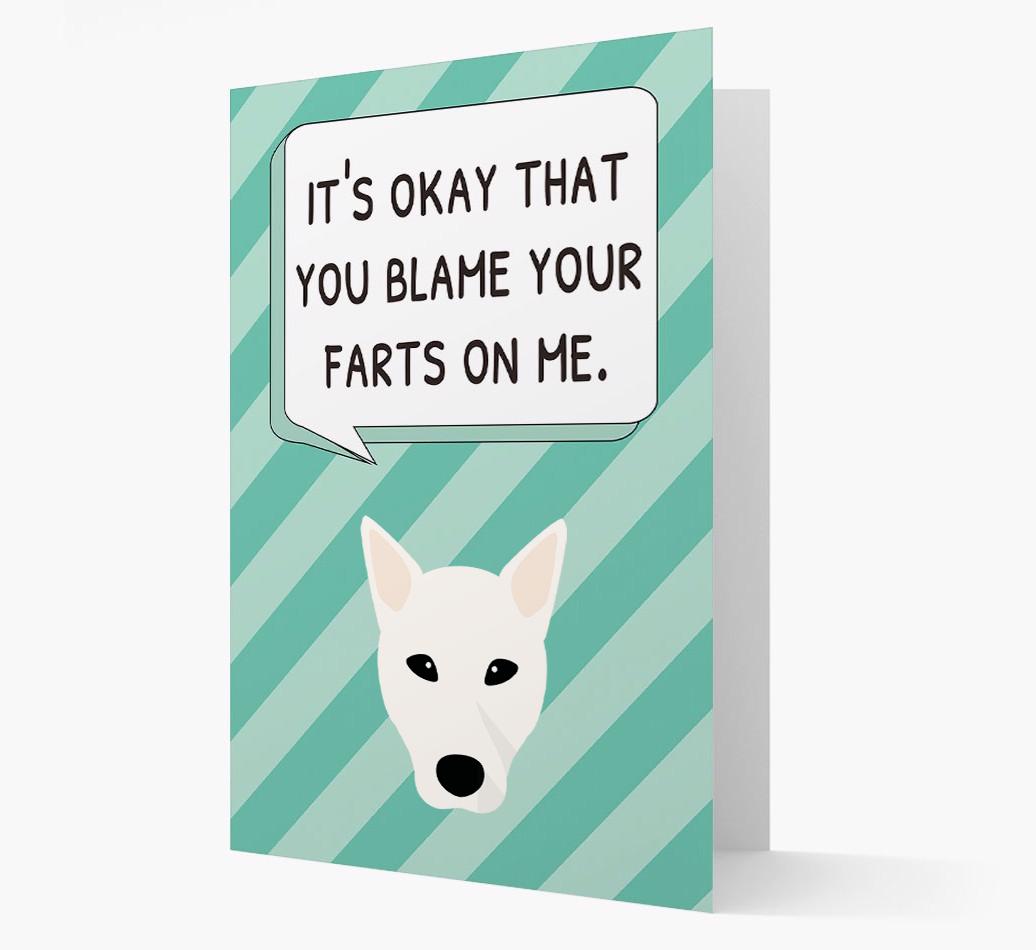 'Blame Your Farts on Me' Card with {breedFullName} Icon