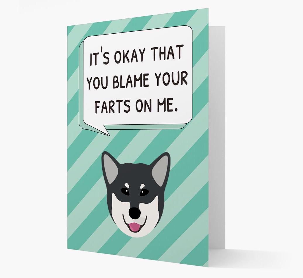 'Blame Your Farts on Me' Card with {breedFullName} Icon
