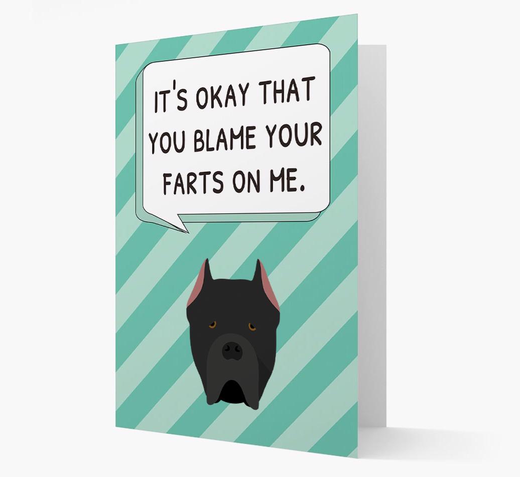 'Blame Your Farts on Me' Card with {breedFullName} Icon