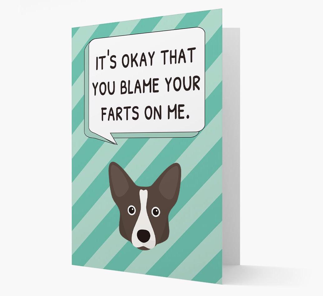'Blame Your Farts on Me' Card with {breedFullName} Icon
