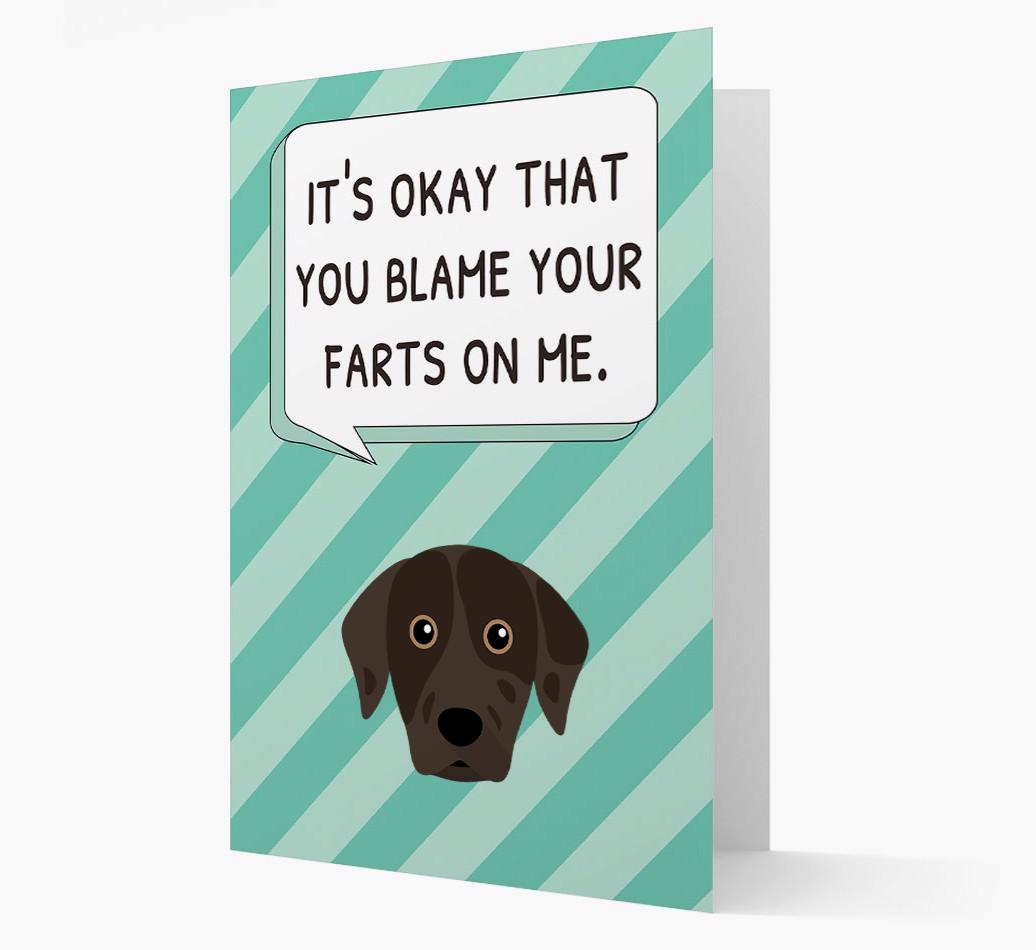 'Blame Your Farts on Me' Card with {breedFullName} Icon