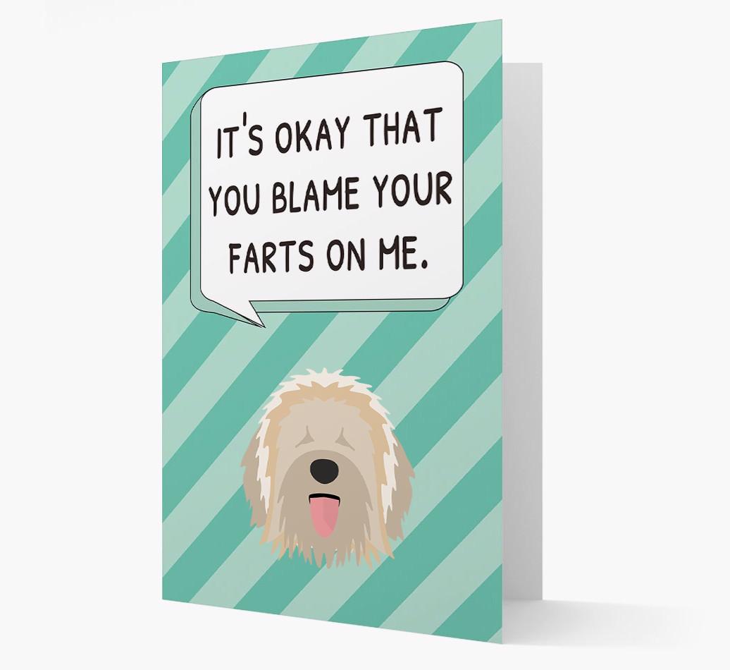 'Blame Your Farts on Me' Card with {breedFullName} Icon