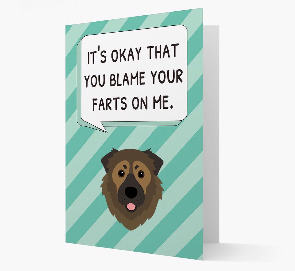 'Blame Your Farts on Me' Card with {breedFullName} Icon