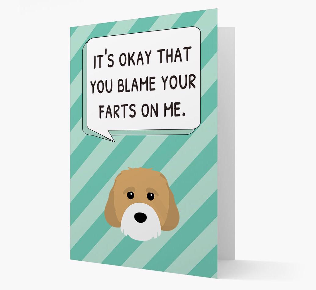 'Blame Your Farts on Me' Card with {breedFullName} Icon