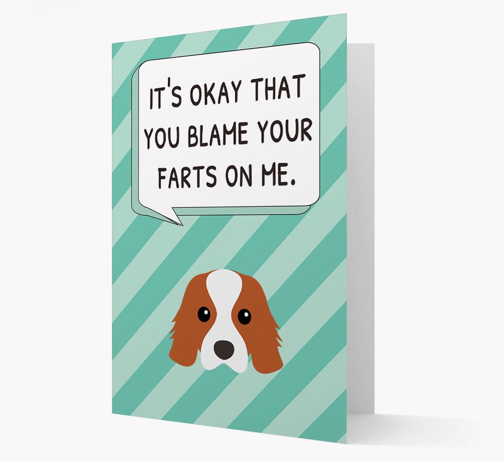 'Blame Your Farts on Me' Card with {breedFullName} Icon