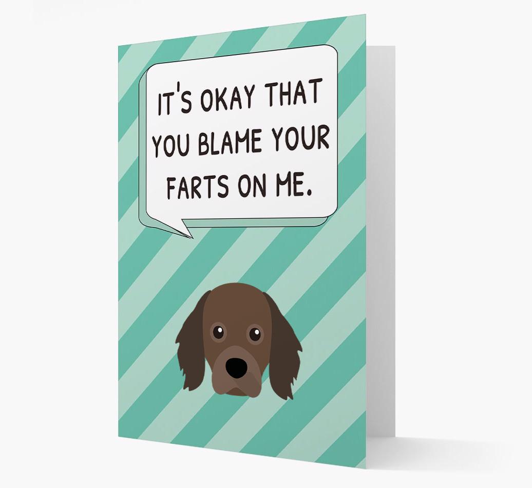 'Blame Your Farts on Me' Card with {breedFullName} Icon