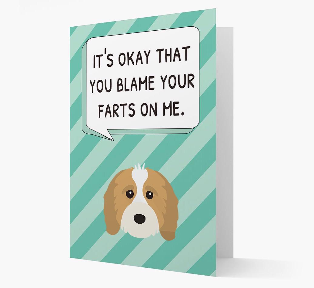 'Blame Your Farts on Me' Card with {breedFullName} Icon
