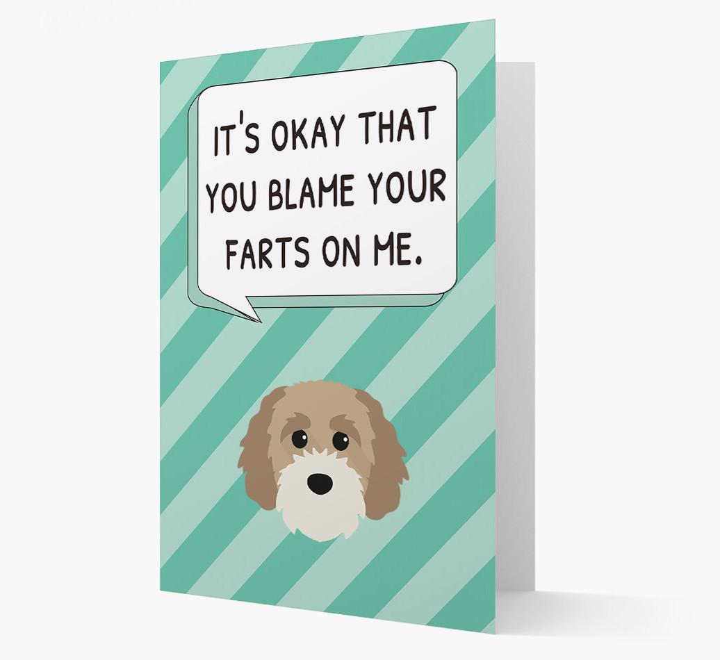 'Blame Your Farts on Me' Card with {breedFullName} Icon