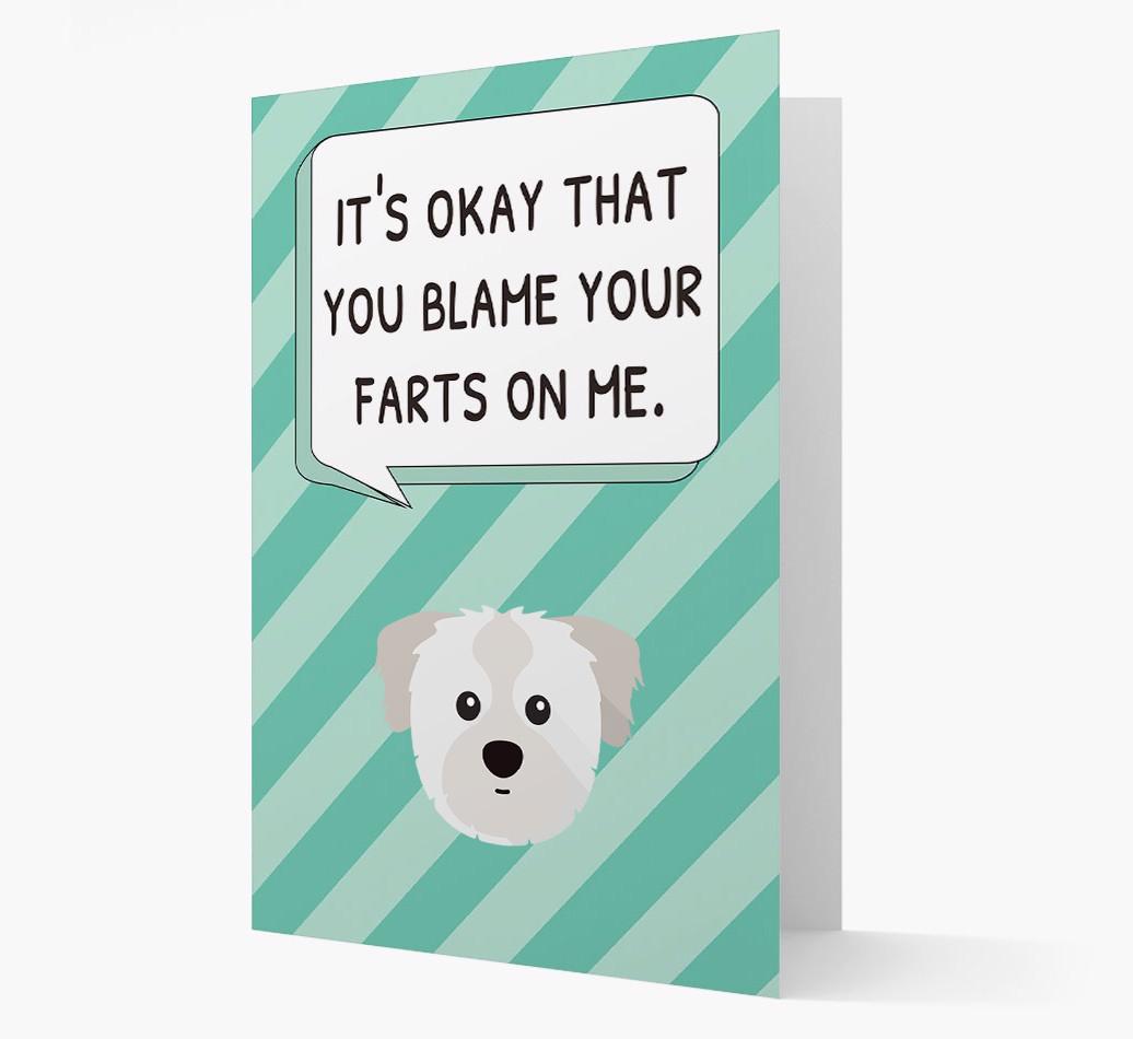 'Blame Your Farts on Me' Card with {breedFullName} Icon