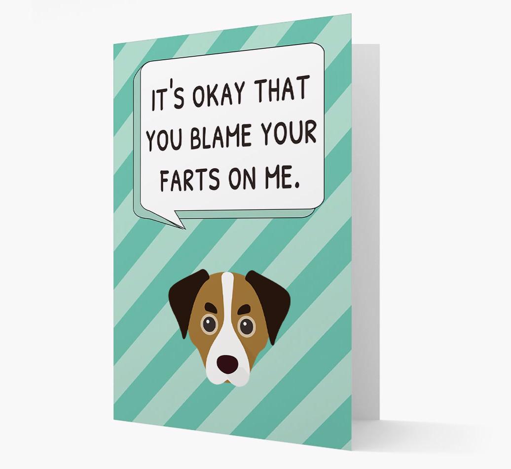 'Blame Your Farts on Me' Card with {breedFullName} Icon