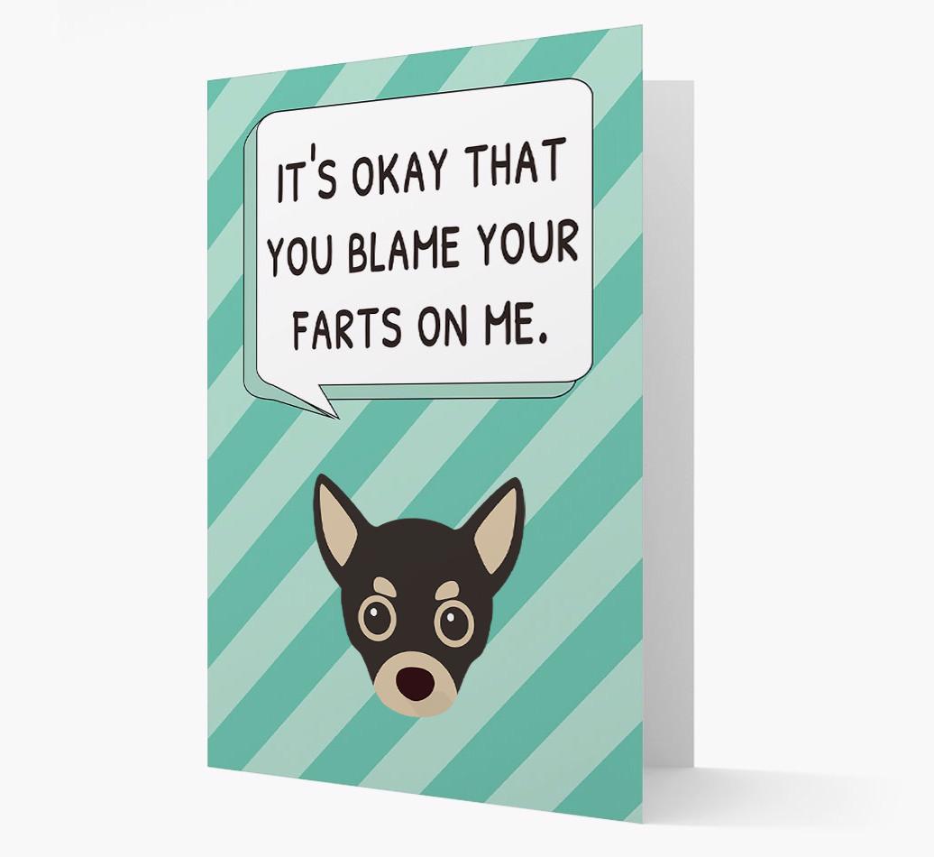 'Blame Your Farts on Me' Card with {breedFullName} Icon