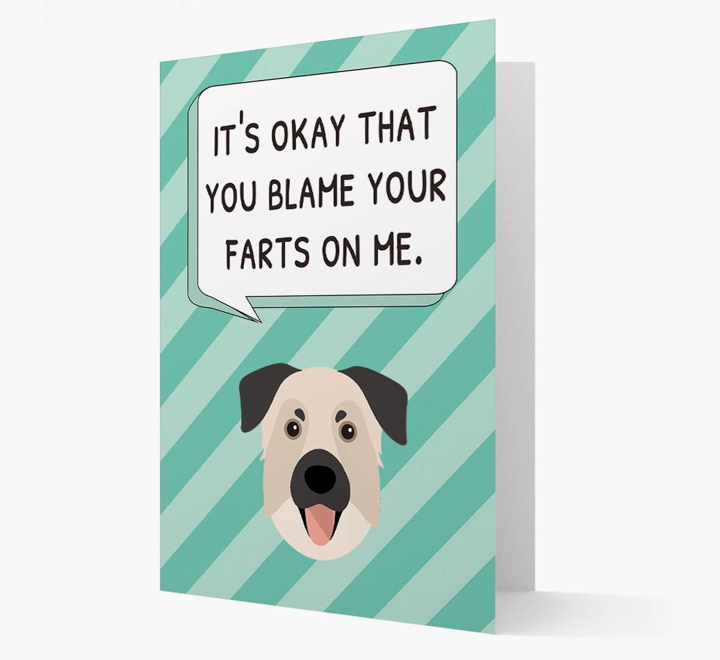 'Blame Your Farts on Me' Card with {breedFullName} Icon