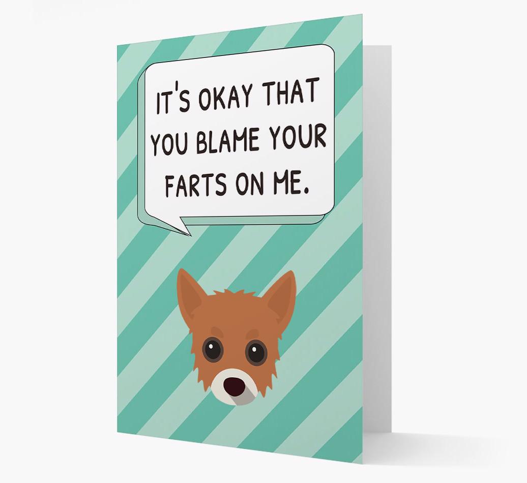 'Blame Your Farts on Me' Card with {breedFullName} Icon