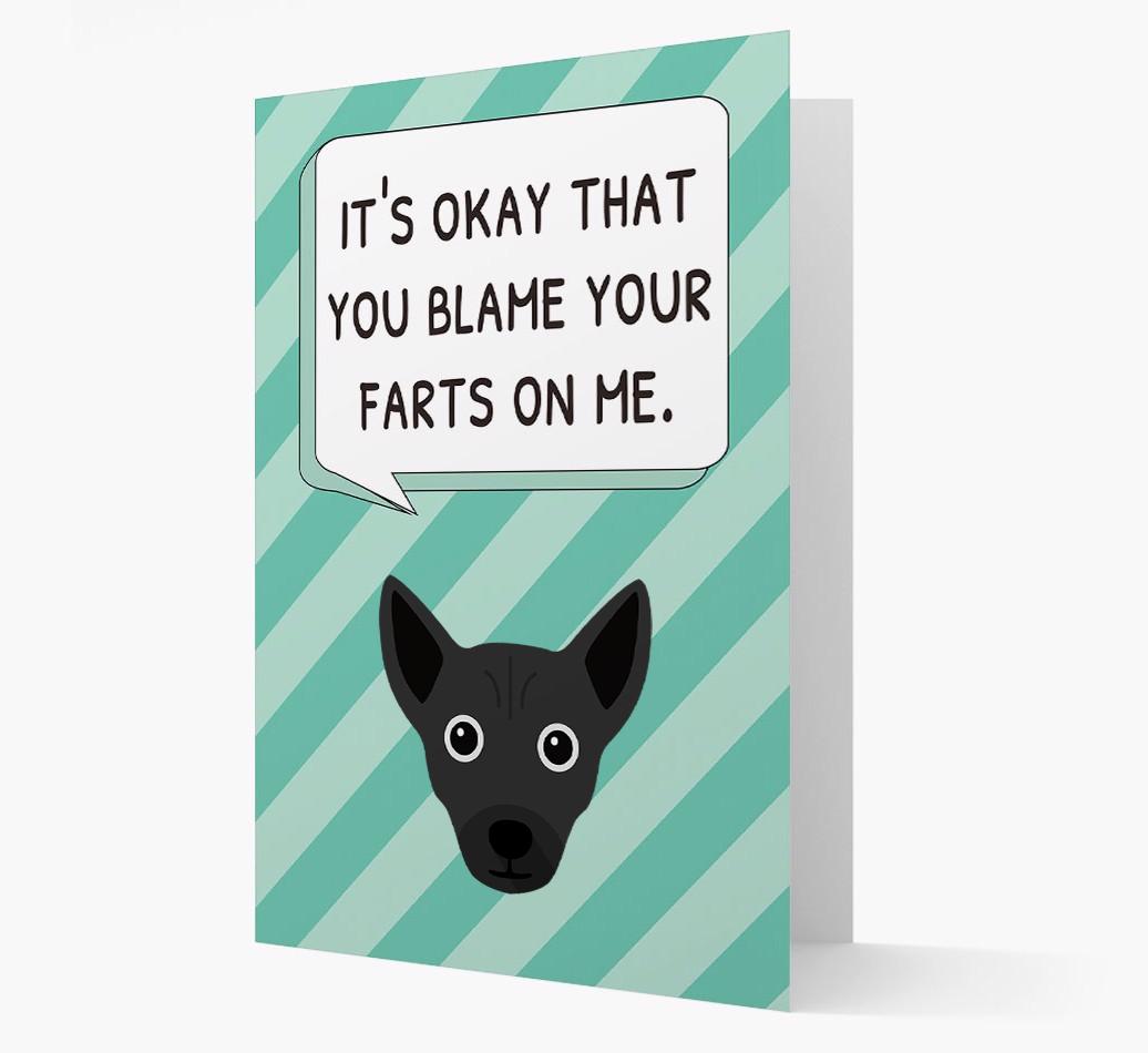 'Blame Your Farts on Me' Card with {breedFullName} Icon