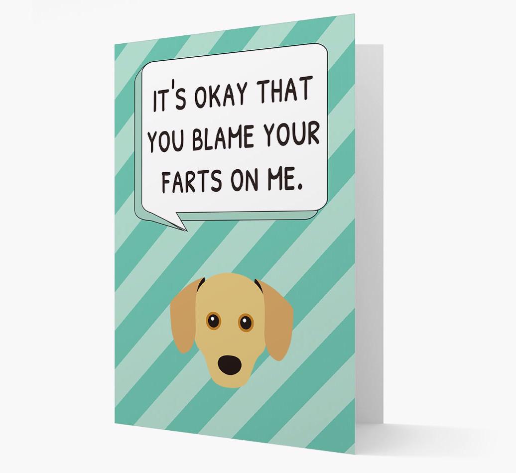 'Blame Your Farts on Me' Card with {breedFullName} Icon