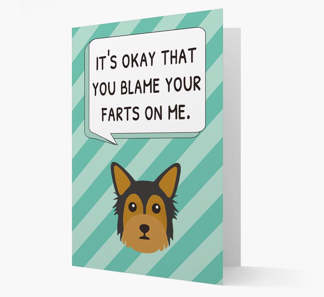'Blame Your Farts on Me' Card with {breedFullName} Icon