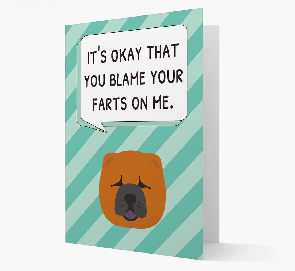 'Blame Your Farts on Me' Card with {breedFullName} Icon