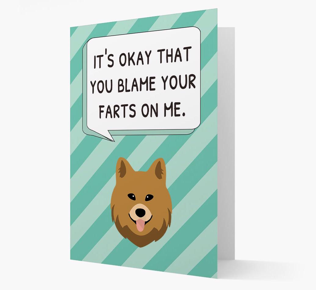 'Blame Your Farts on Me' Card with {breedFullName} Icon