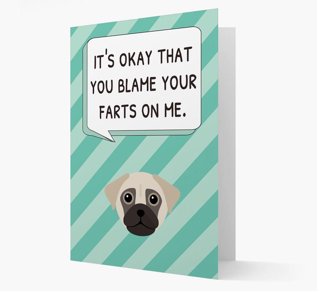 'Blame Your Farts on Me' Card with {breedFullName} Icon