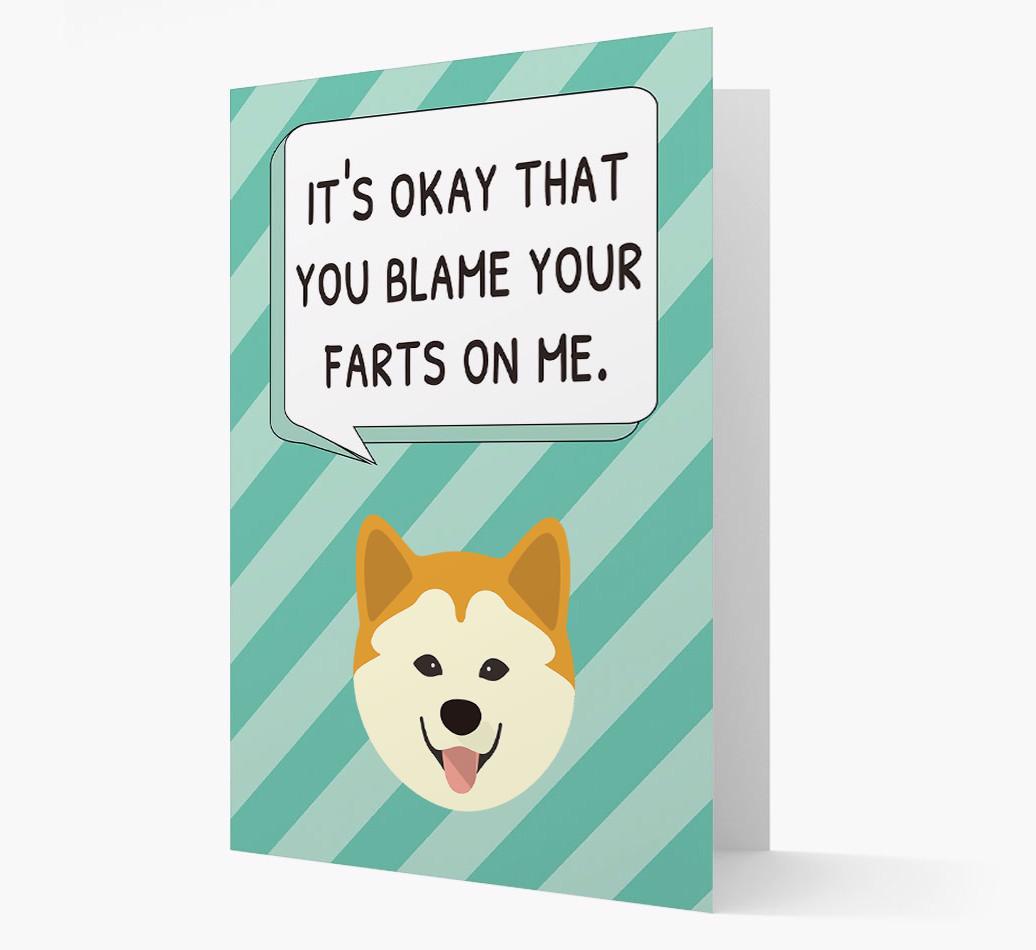 'Blame Your Farts on Me' Card with {breedFullName} Icon
