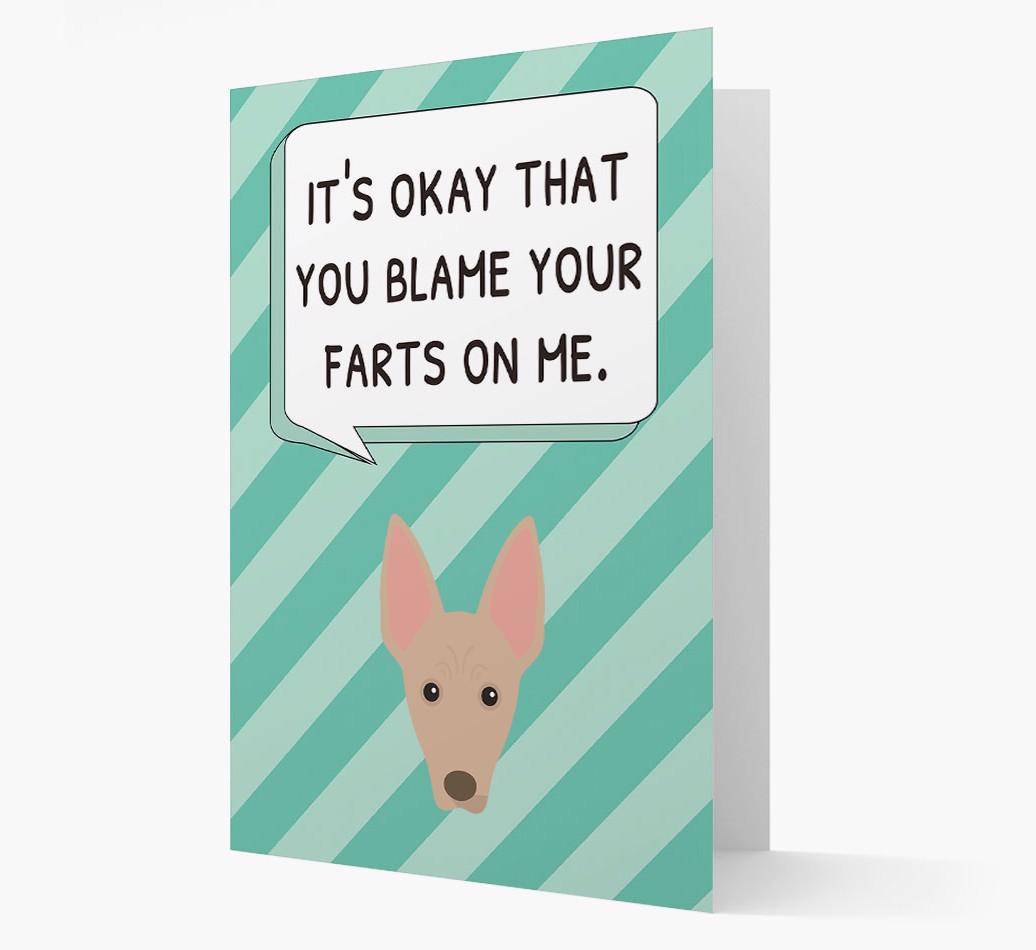 'Blame Your Farts on Me' Card with {breedFullName} Icon