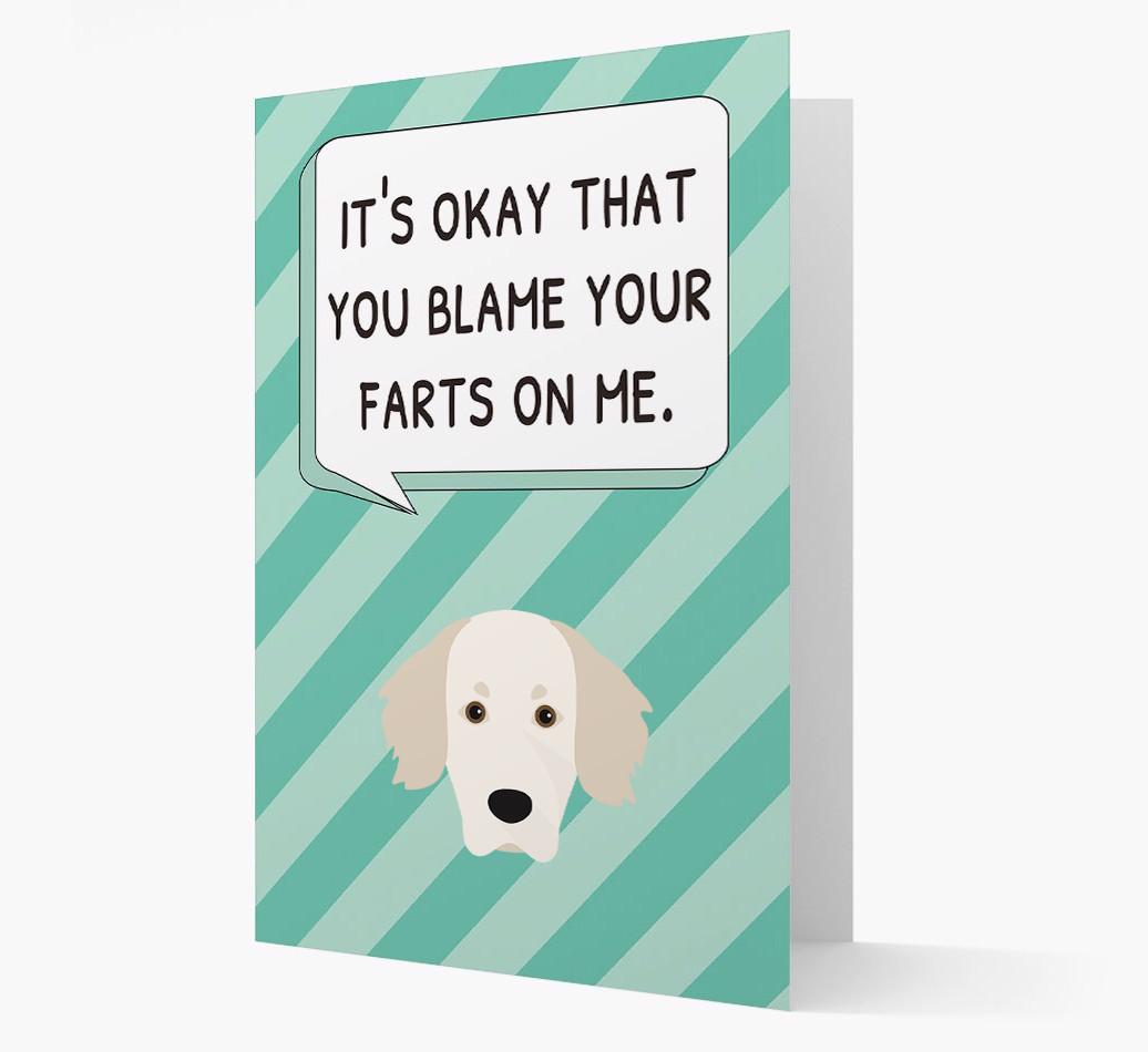 'Blame Your Farts on Me' Card with {breedFullName} Icon