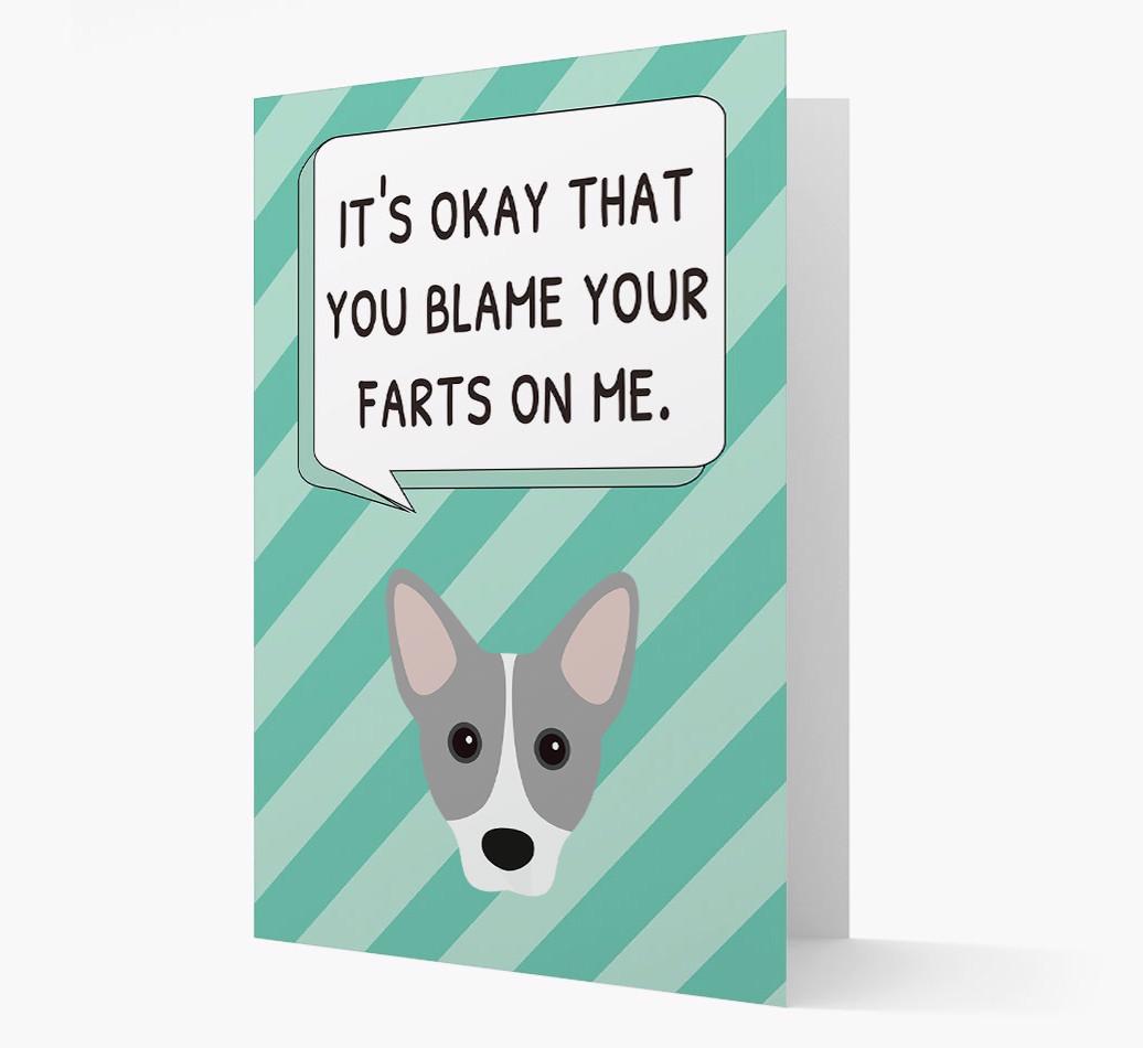 'Blame Your Farts on Me' Card with {breedFullName} Icon