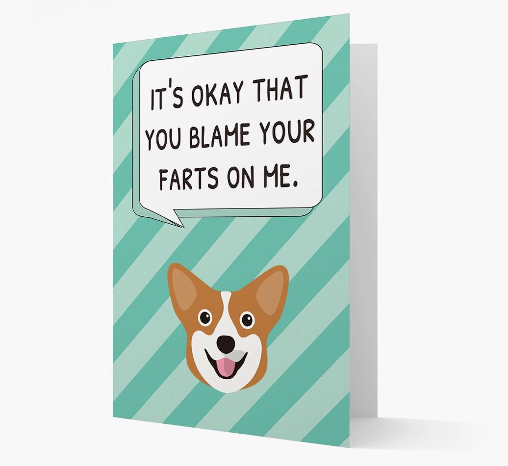 'Blame Your Farts on Me' Card with {breedFullName} Icon