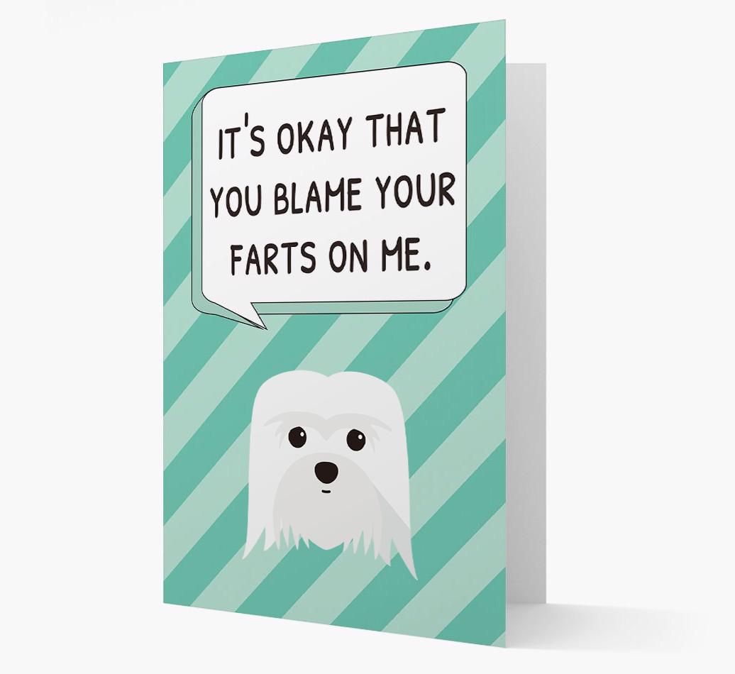 'Blame Your Farts on Me' Card with {breedFullName} Icon