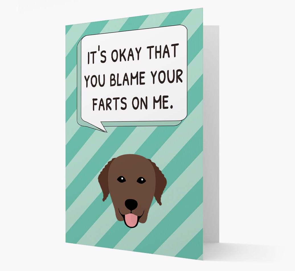 'Blame Your Farts on Me' Card with {breedFullName} Icon