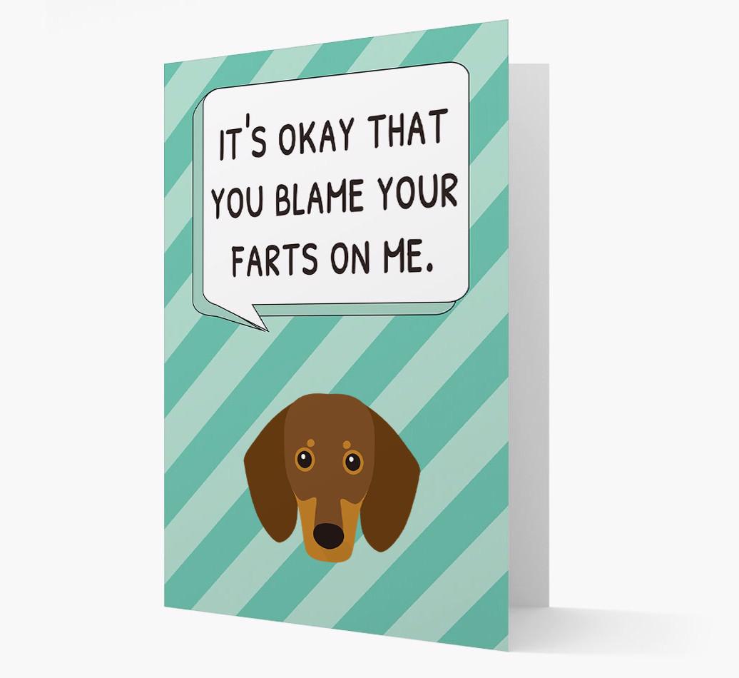 'Blame Your Farts on Me' Card with {breedFullName} Icon