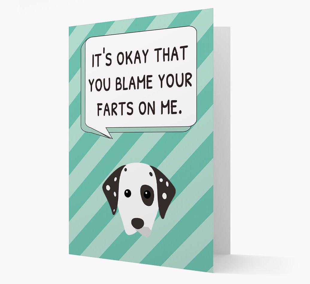 'Blame Your Farts on Me' Card with {breedFullName} Icon