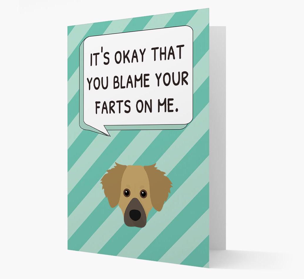 'Blame Your Farts on Me' Card with {breedFullName} Icon
